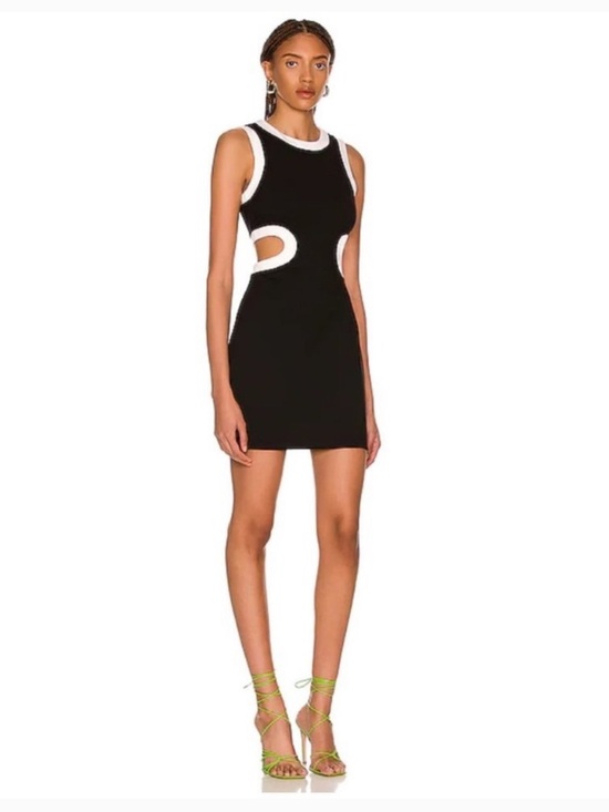 STAUD Dresses & Skirts - STAUD Mini Dolce Black & White Mini Dress With Cut Outs Size Large